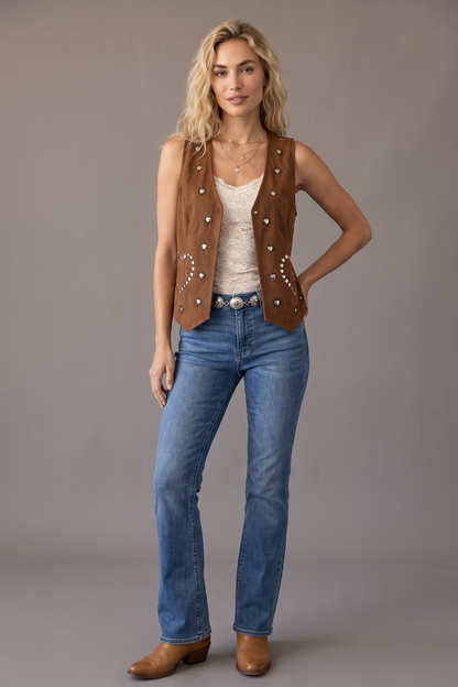 Heart Rivet Suede Vest Coat