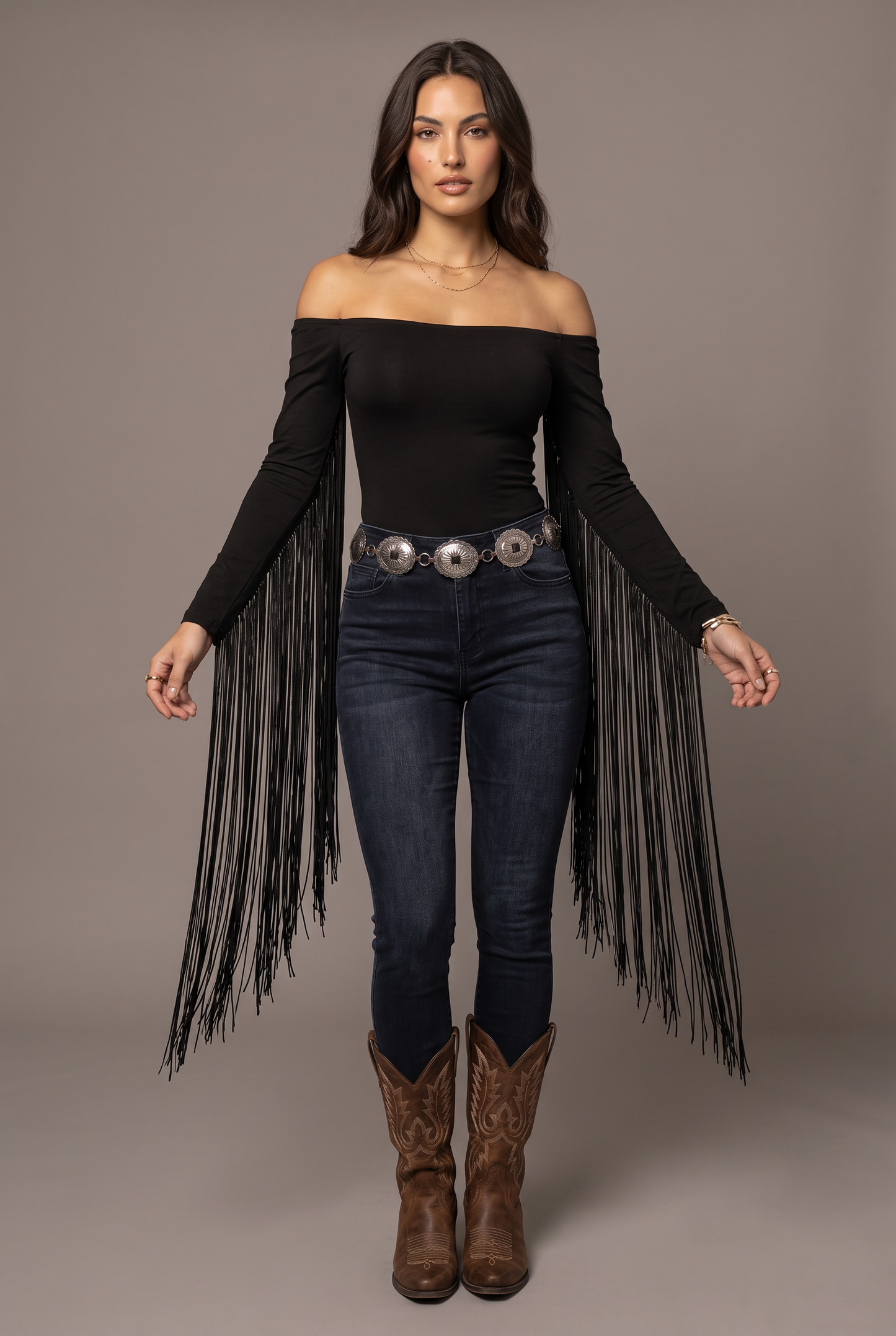 Stagecoach Fringe Off-Shoulder Top