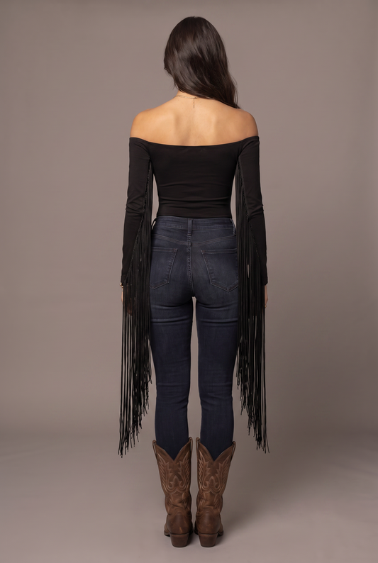 Stagecoach Fringe Off-Shoulder Top