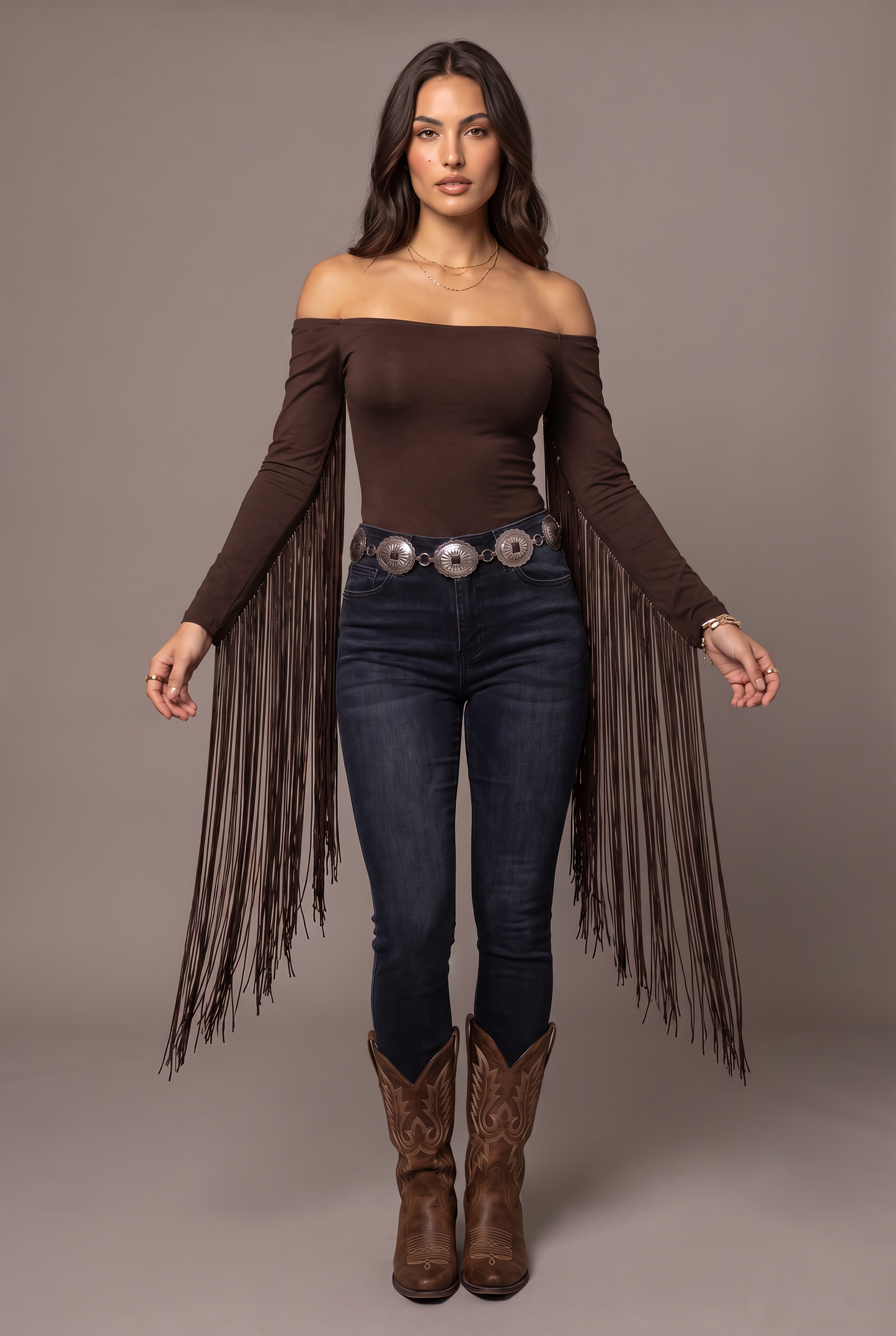 Stagecoach Fringe Off-Shoulder Top