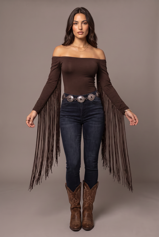 Stagecoach Fringe Off-Shoulder Top