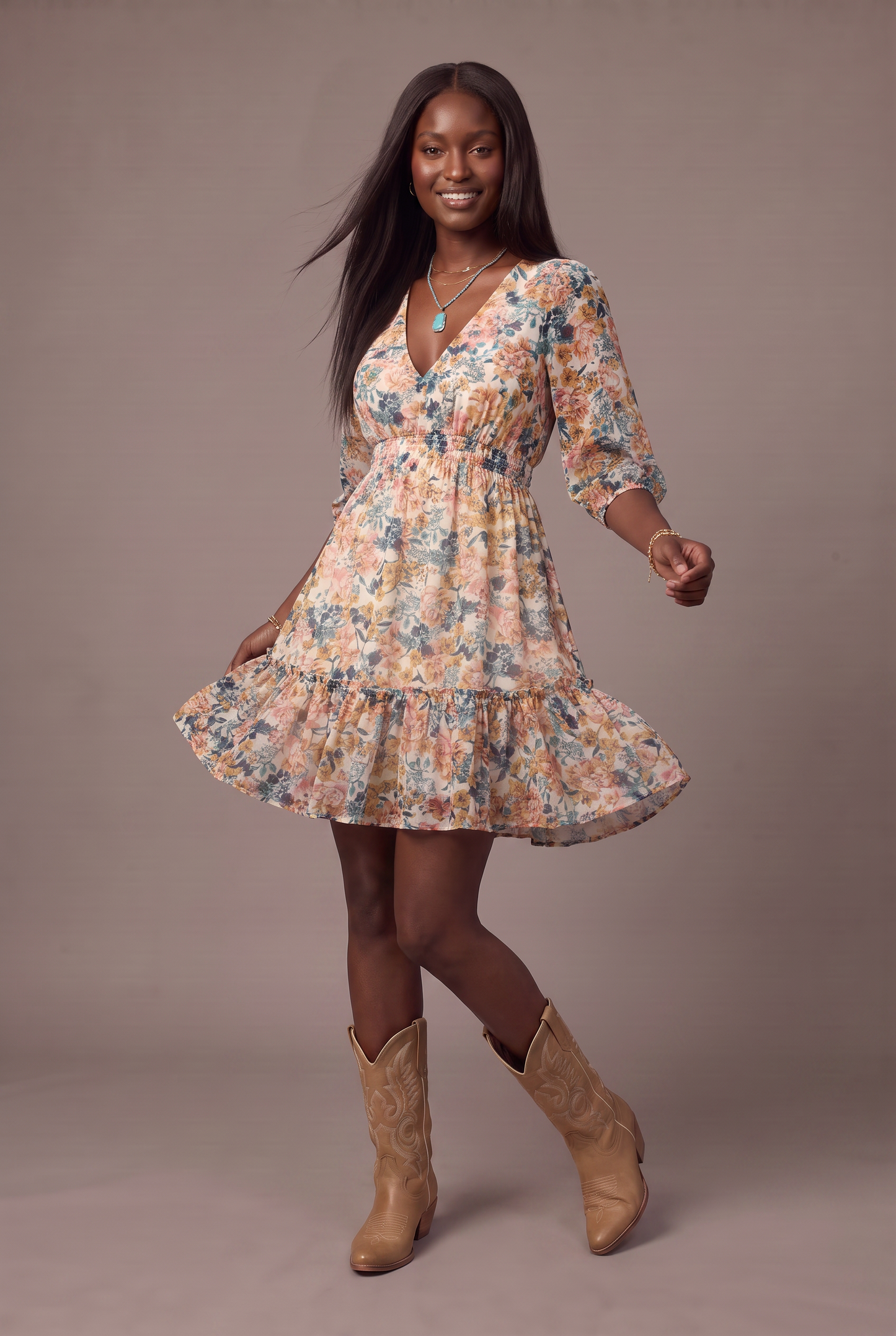 Wildflower Nights Ruffle Mini Dress