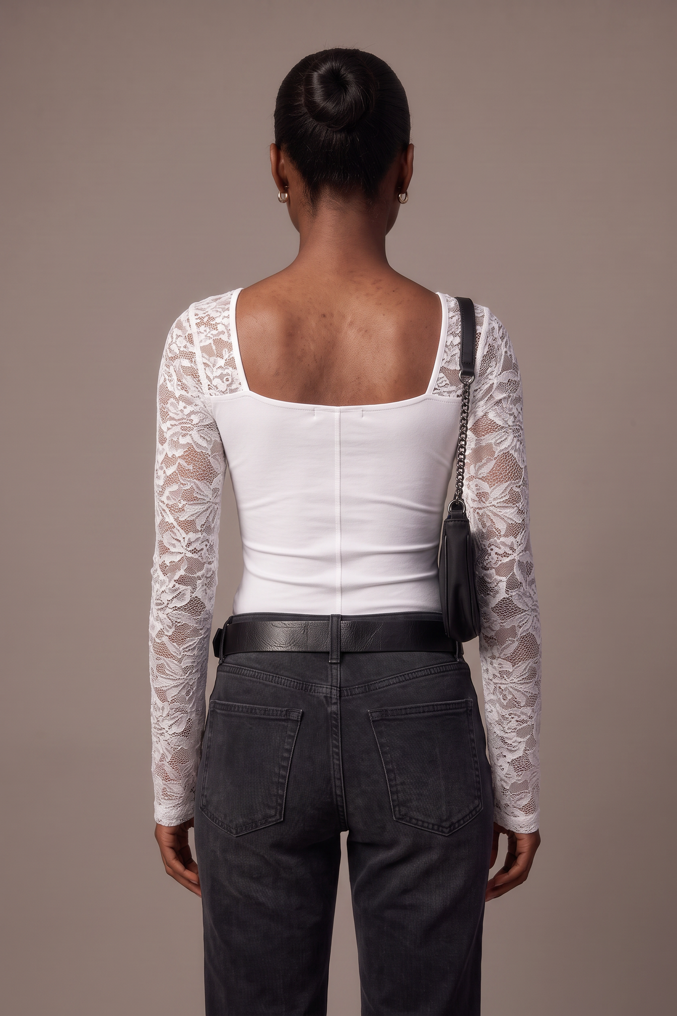 Backstage Sheer Lace Square Neck Top