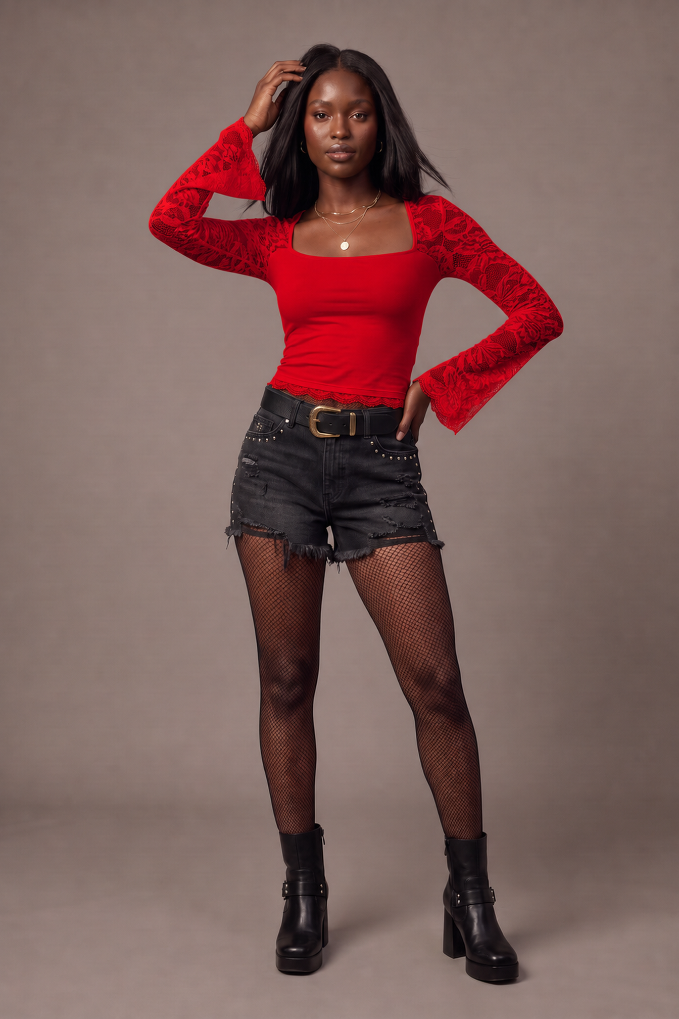 Backstage Sheer Lace Square Neck Top