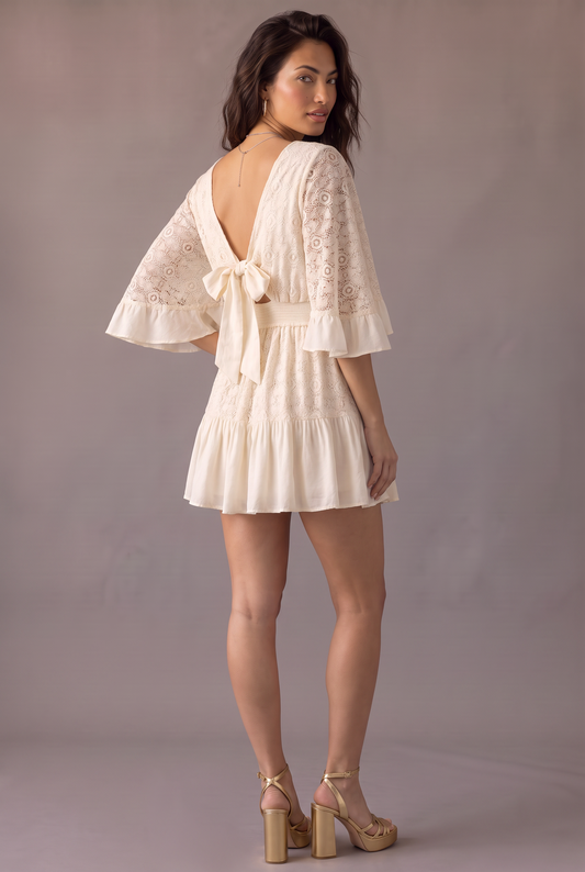 Wildflower Lace Ruffle Mini Dress