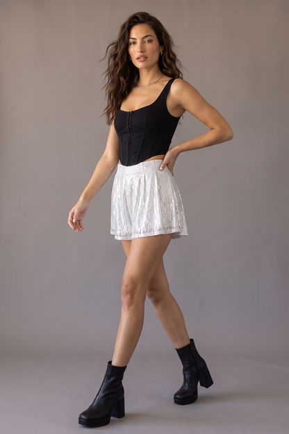 Arena Shimmer Sequin High-Waist Shorts