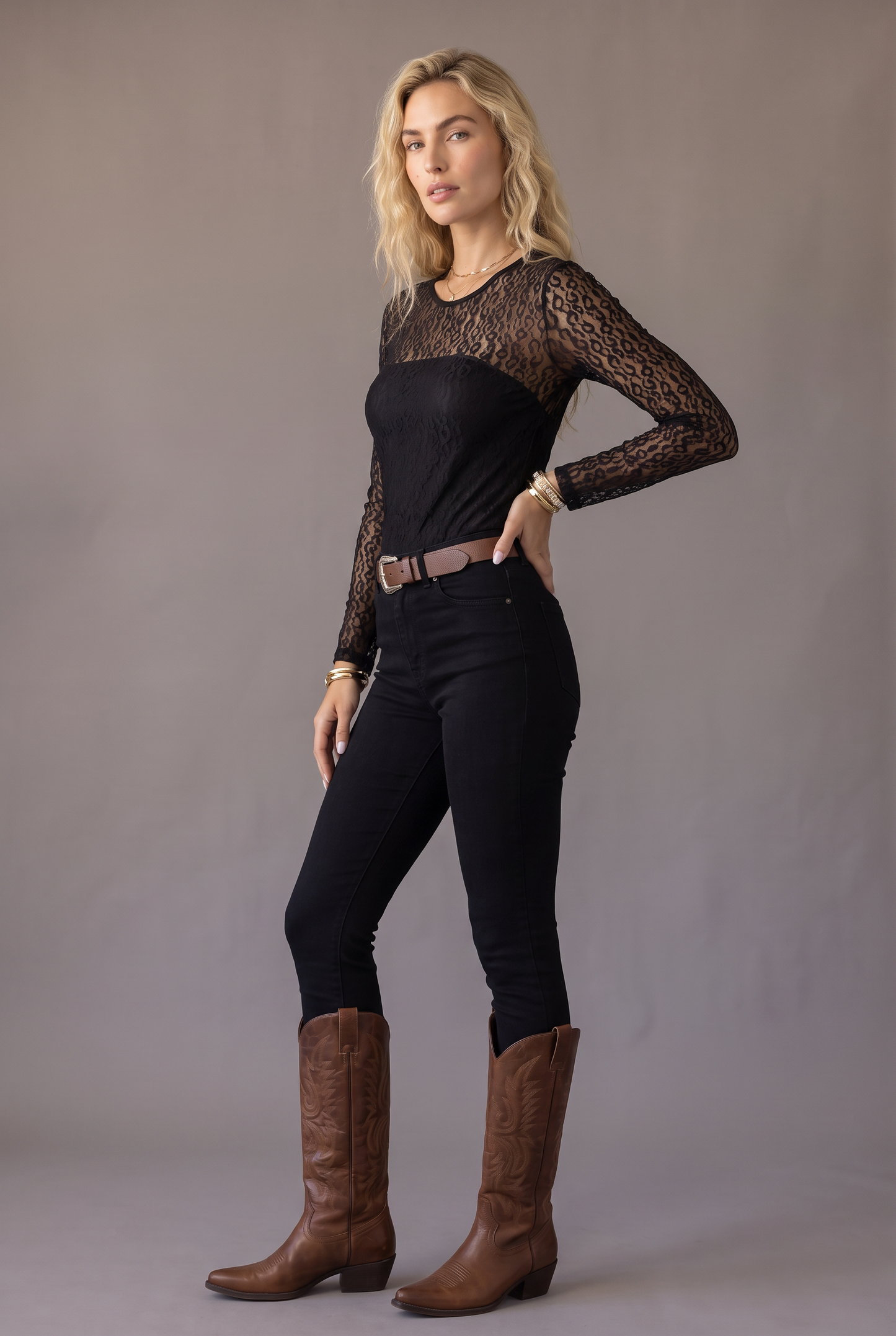 Midnight Leopard Sheer Lace Top