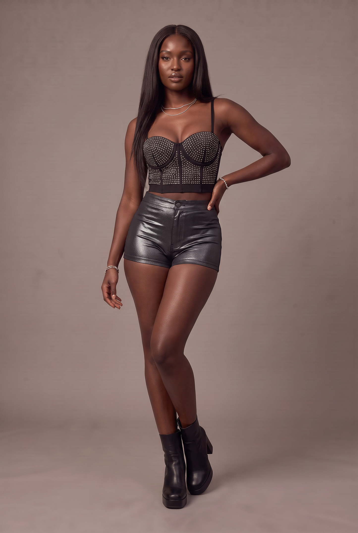 Electric Nights Metallic High-Waist Shorts
