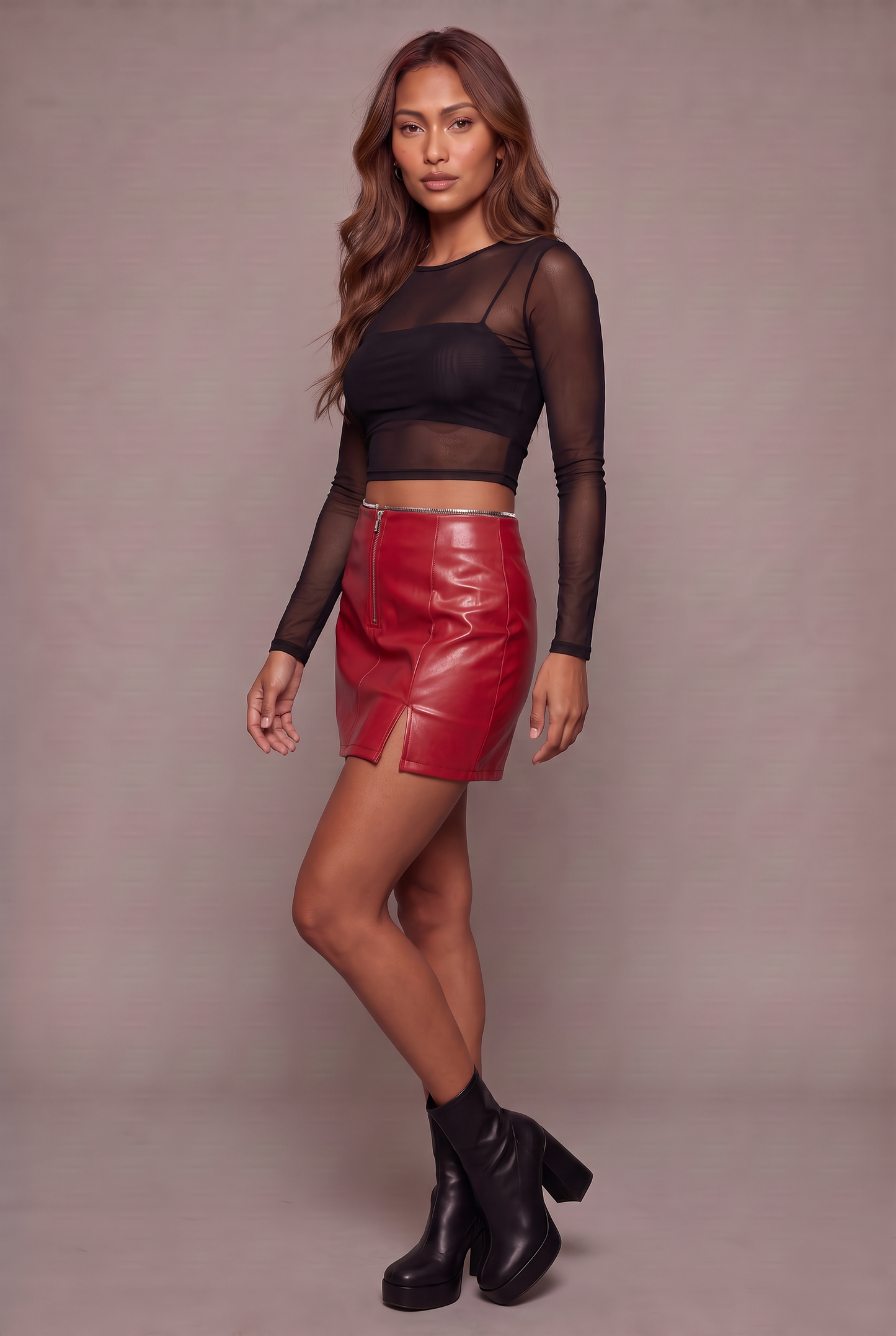 Backstage Edge Slit Mini Skirt