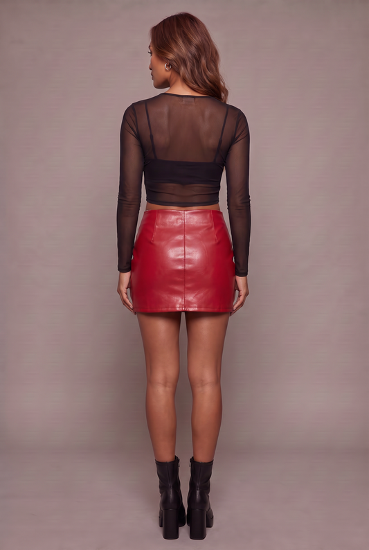 Backstage Edge Slit Mini Skirt