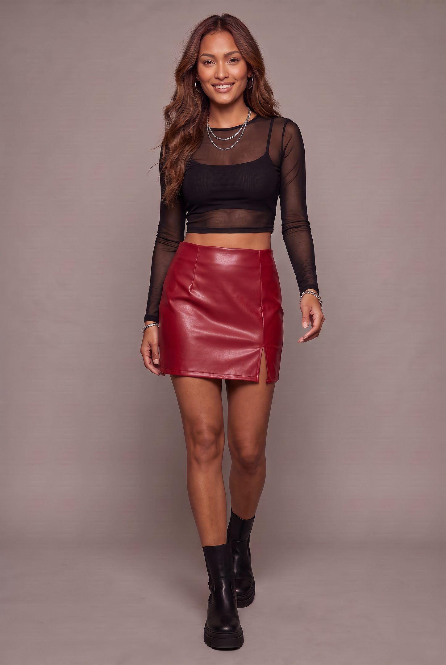 Backstage Edge Slit Mini Skirt