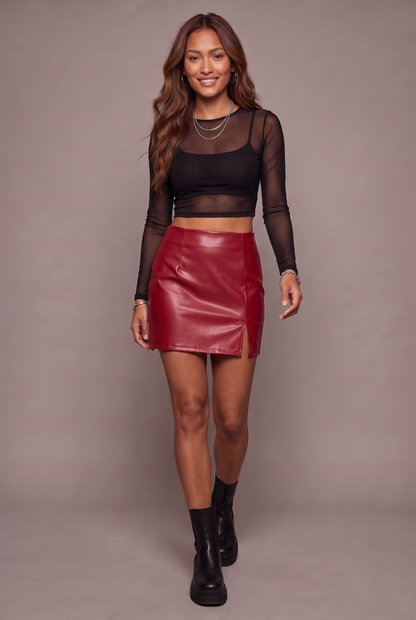 Backstage Edge Slit Mini Skirt