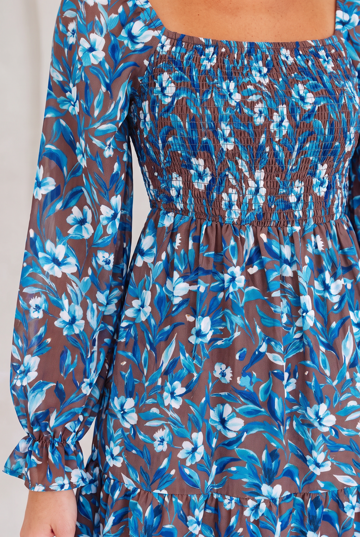 Blue Belle Smocked Floral Mini Dress