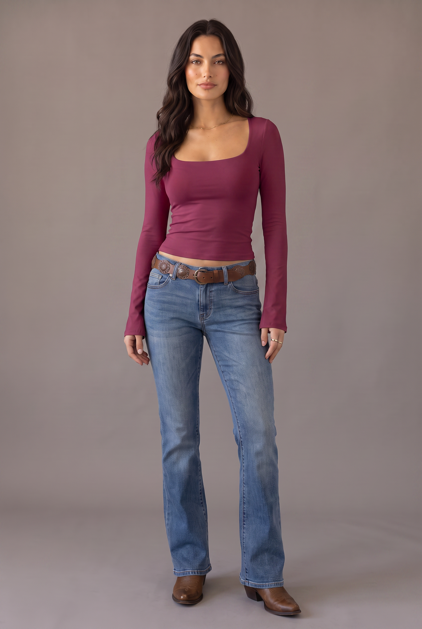Main Stage Square-Neck Fitted Top