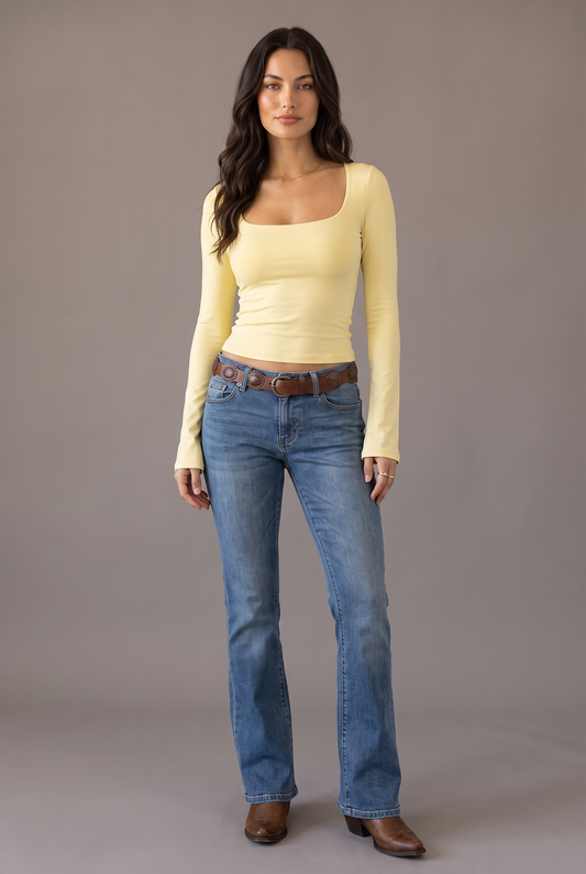 Main Stage Square-Neck Fitted Top