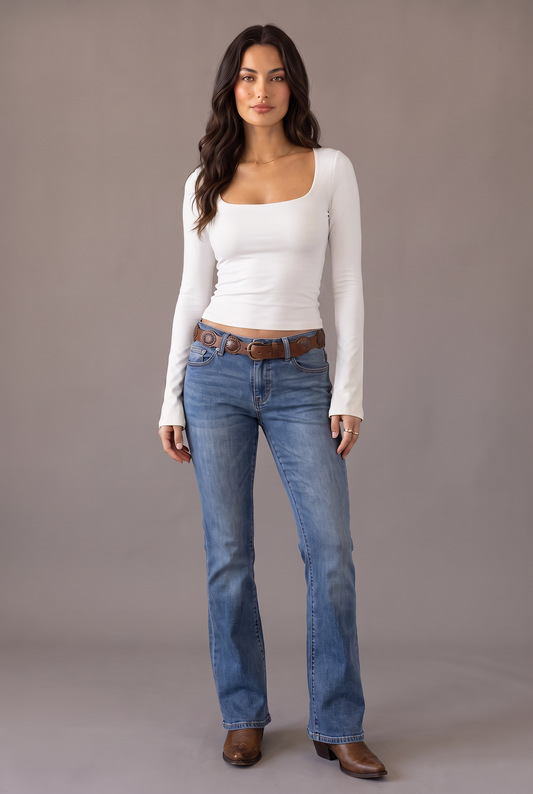Main Stage Square-Neck Fitted Top