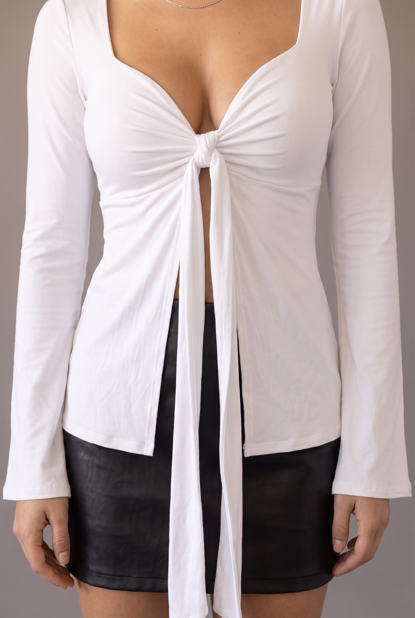 Encore Tie-Front Long Sleeve Top