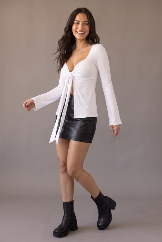 Encore Tie-Front Long Sleeve Top