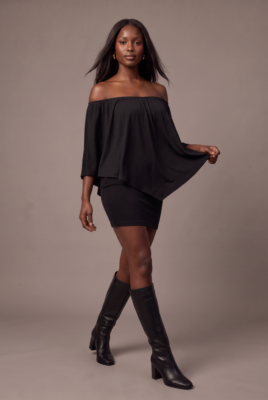 Backstage Off-Shoulder Mini Dress